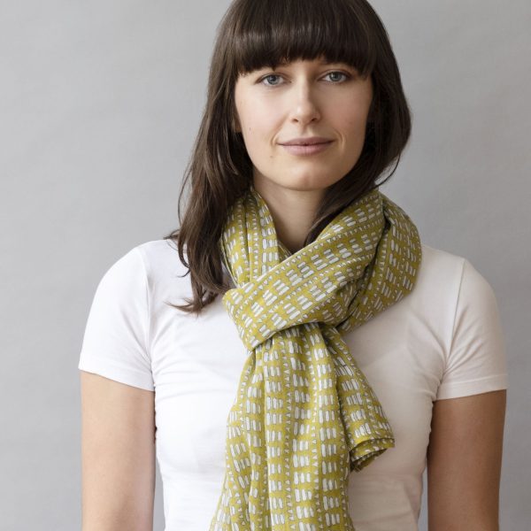 Matta Mustard Block Printed Scarf For Discount