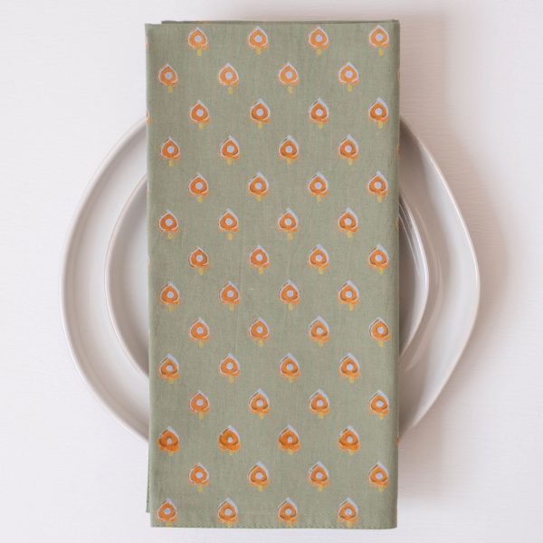 Azou Moss Block Printed Napkins - set of 4 Online