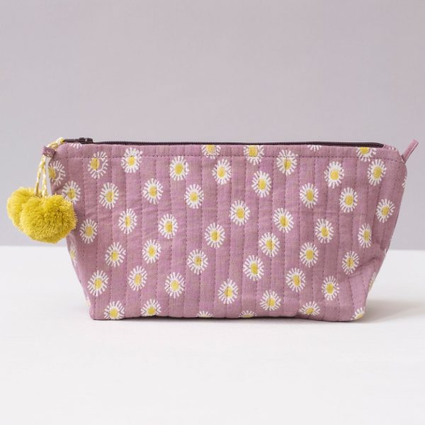 Rosa Lilac Block Printed Makeup Pouch Discount