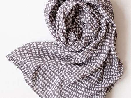 Dark Gray White Dot Block Printed Scarf Online Sale