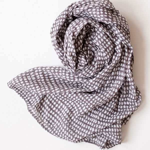 Dark Gray White Dot Block Printed Scarf Online Sale