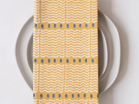 Squiggle Mustard Block Printed Napkins - set of 4 Online Sale