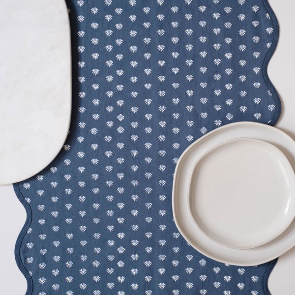 Aja Navy Block Printed Table Runner Online Sale