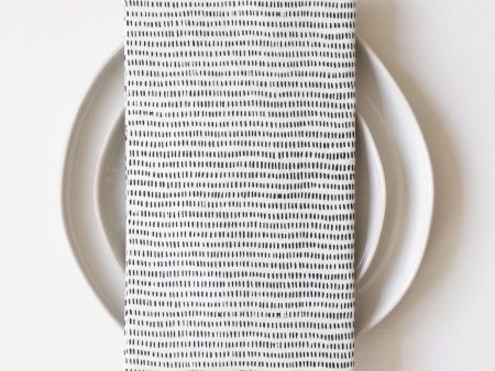 Alice Stripes Black Block Printed Napkins - set of 4 Online now