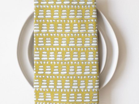 Matta Mustard Block Printed Napkins - set of 4 For Discount