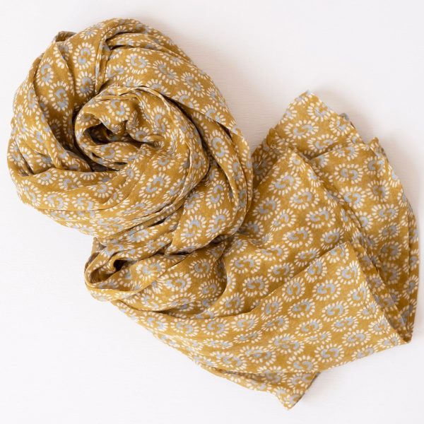 Sunburst Dark Honey Block Printed Scarf Supply