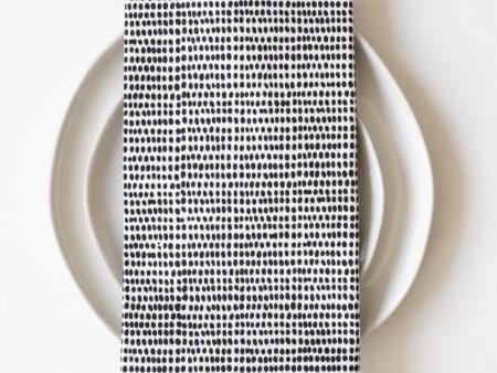 Tiny Dot Black Block Printed Napkins - set of 4 Supply