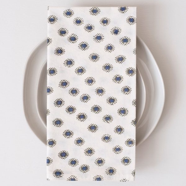 Rosa Snow Navy Block Printed Napkins - set of 4 Sale