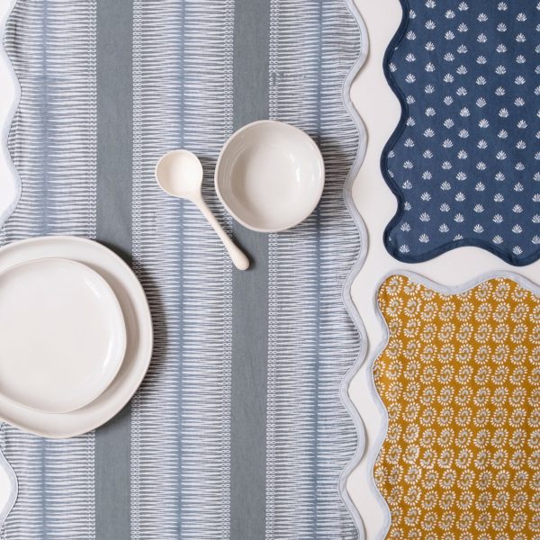 Aja Navy Block Printed Table Runner Online Sale