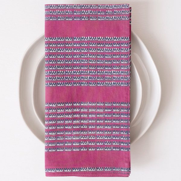 Dolbi Fuschia Block Printed Napkins - set of 4 Hot on Sale