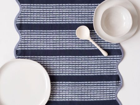 Dolbi Navy Block Printed Table Runner Online now