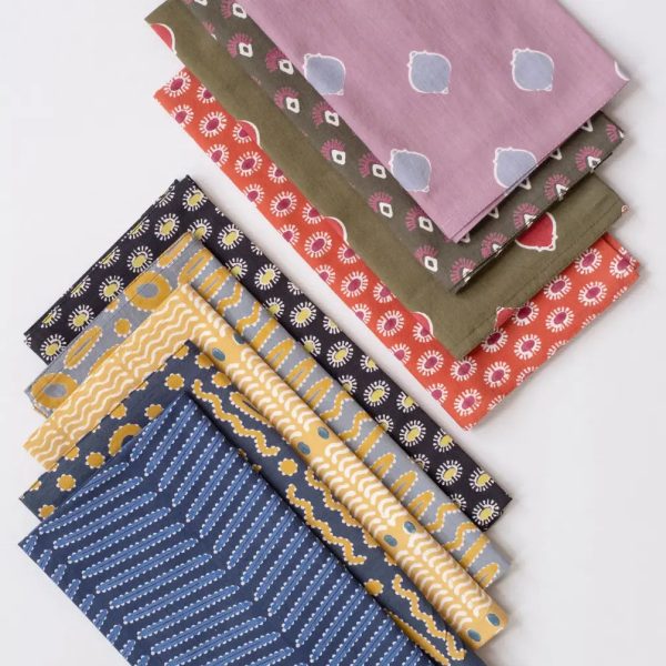 Squiggle Mustard Block Printed Napkins - set of 4 Online Sale