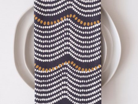 Waves Navy Block Printed Napkins - set of 4 Cheap