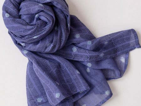 Herringbone Spot Royal Block Printed Scarf Online Hot Sale