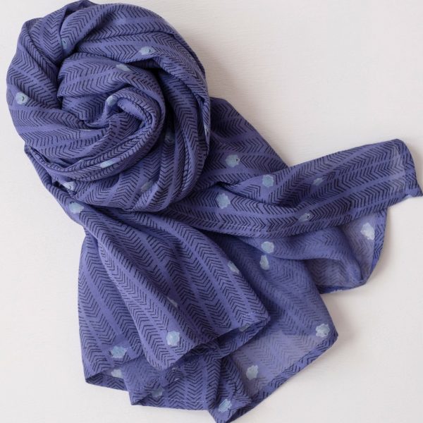 Herringbone Spot Royal Block Printed Scarf Online Hot Sale