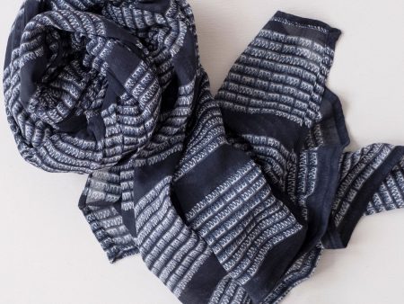 Dolbi Navy Block Printed Scarf on Sale