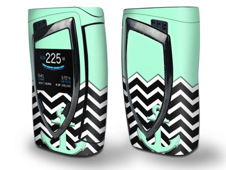 Skin Decal Vinyl Wrap for Smok Devilkin Kit 225w Vape (includes TFV12 Prince Tank Skins) skins cover   Teal  Black Chevron  Anchor Online Hot Sale