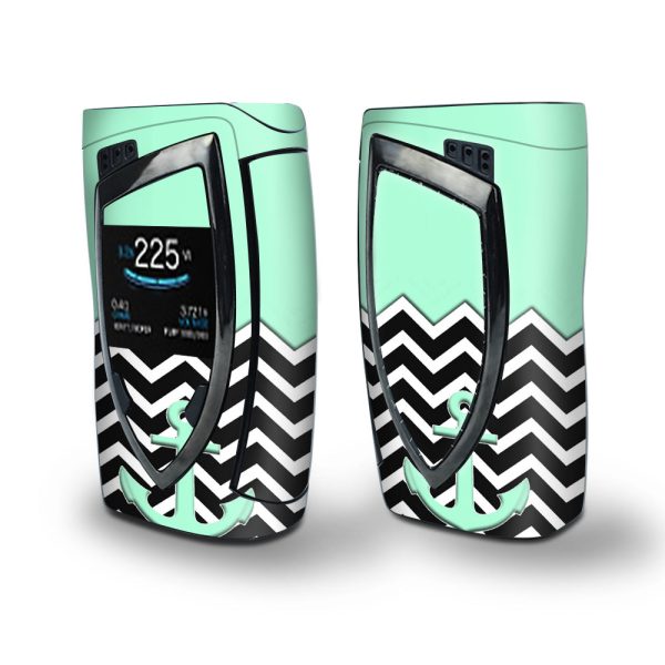 Skin Decal Vinyl Wrap for Smok Devilkin Kit 225w Vape (includes TFV12 Prince Tank Skins) skins cover   Teal  Black Chevron  Anchor Online Hot Sale