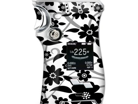 Black White Flower Print Smok Mag kit Skin Supply