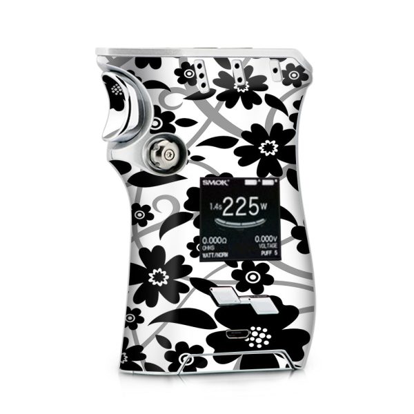 Black White Flower Print Smok Mag kit Skin Supply