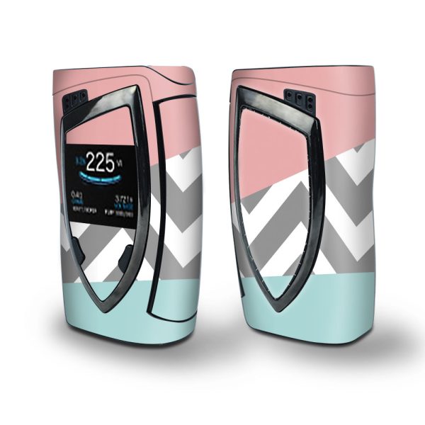 Skin Decal Vinyl Wrap for Smok Devilkin Kit 225w Vape (includes TFV12 Prince Tank Skins) skins cover   Pink Teal Gray Chevron pattern Hot on Sale