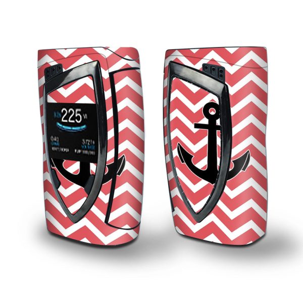 Skin Decal Vinyl Wrap for Smok Devilkin Kit 225w Vape (includes TFV12 Prince Tank Skins) skins cover   Chevron with Black Anchor Supply