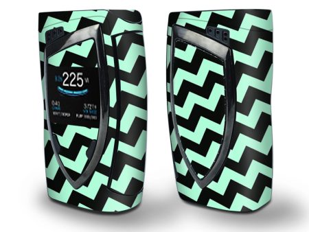 Skin Decal Vinyl Wrap for Smok Devilkin Kit 225w Vape (includes TFV12 Prince Tank Skins) skins cover   Teal and Black Chevron Fashion