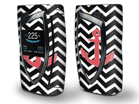 Skin Decal Vinyl Wrap for Smok Devilkin Kit 225w Vape (includes TFV12 Prince Tank Skins) skins cover   Black Chevron with Rose Anchor Hot on Sale