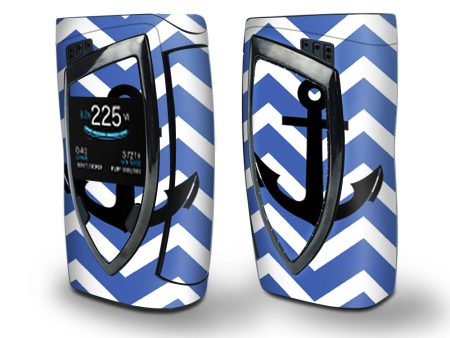 Skin Decal Vinyl Wrap for Smok Devilkin Kit 225w Vape (includes TFV12 Prince Tank Skins) skins cover   Blue Chevron Black Anchor Cheap